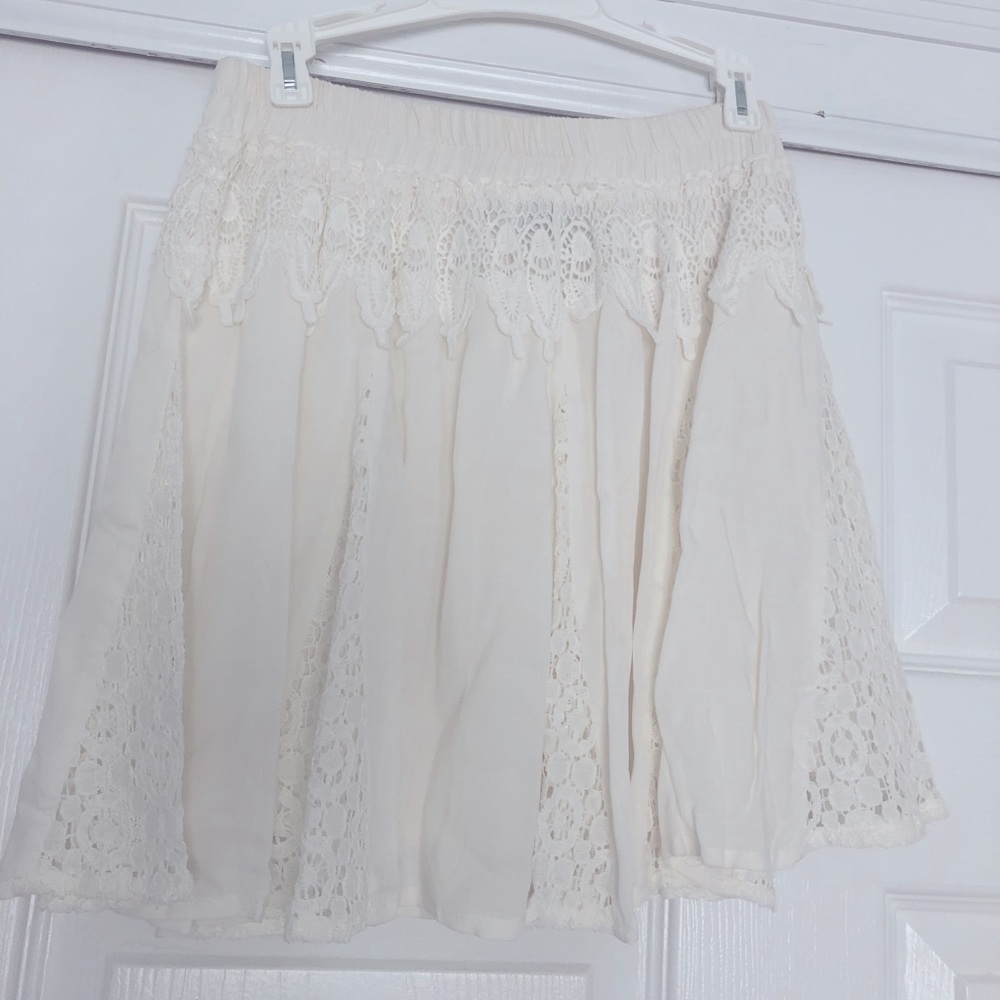 Cream Crochet Mini Skirt